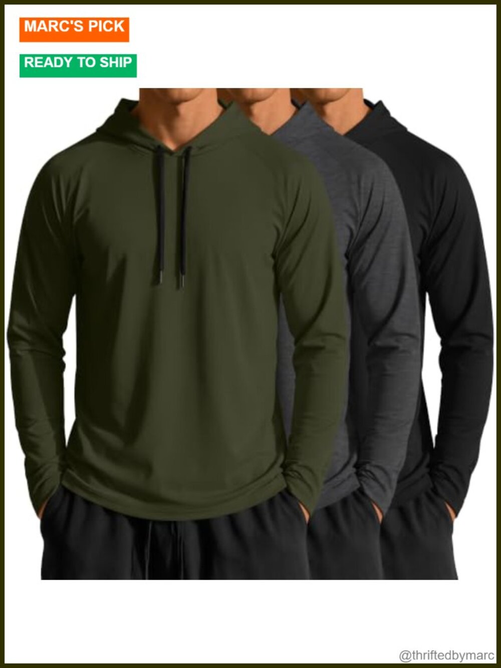 Men's Athletic Pullover Hoodies 3-Pack Stretchy Blend Long Sleeve Crew Neck Big